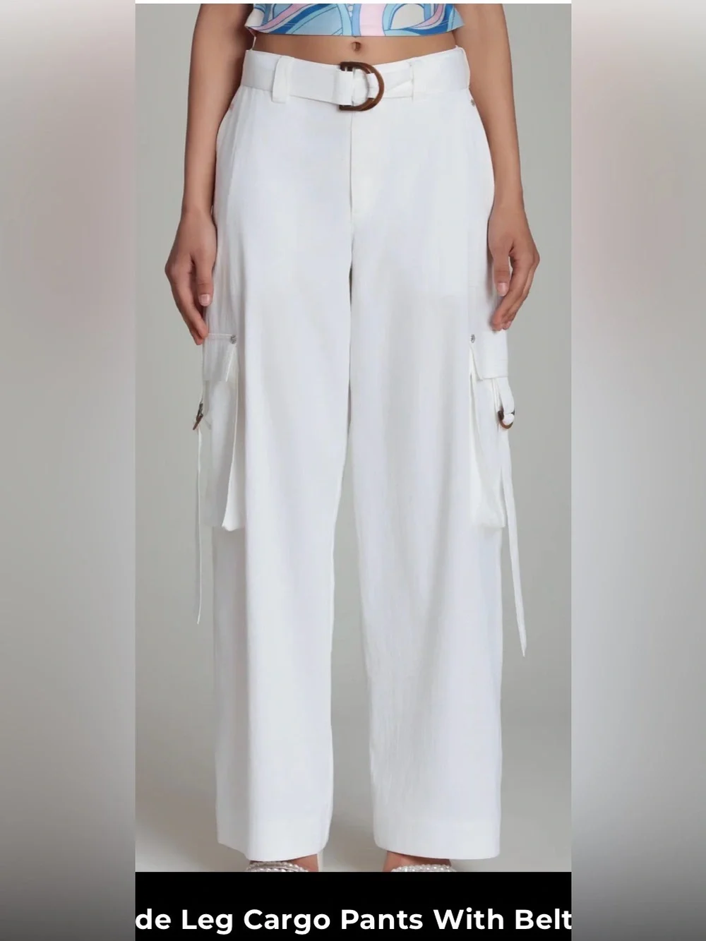 Avec Les Filled Wide-Leg Cargo Pants in light blue